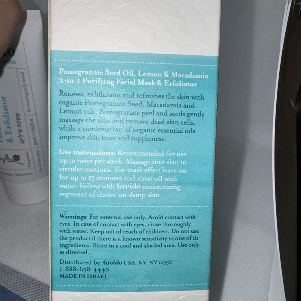 LAVIDO 2in1 Purifying Facial Mask & Exfoliator 1.69oz/50mL Full Size, NEW in Box